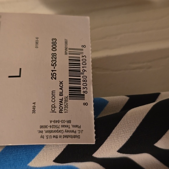 LIZ CLAIBORNE WOMENS BLUE & WHITE SYMMETRICAL SMALL CAP SLEEVES DRESS SIZE LARGE - Picture 14 of 14